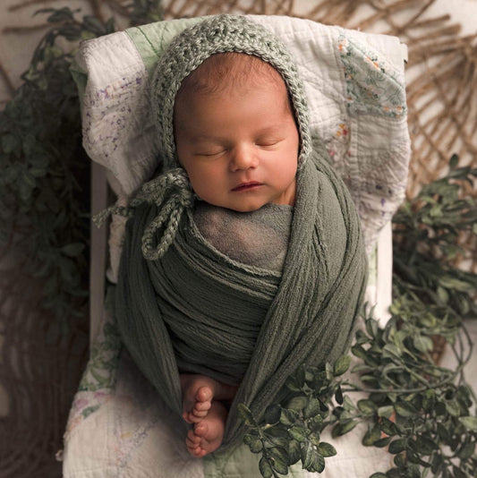 Sage Green Emma Baby Bonnet Hat Newborn Photography Prop