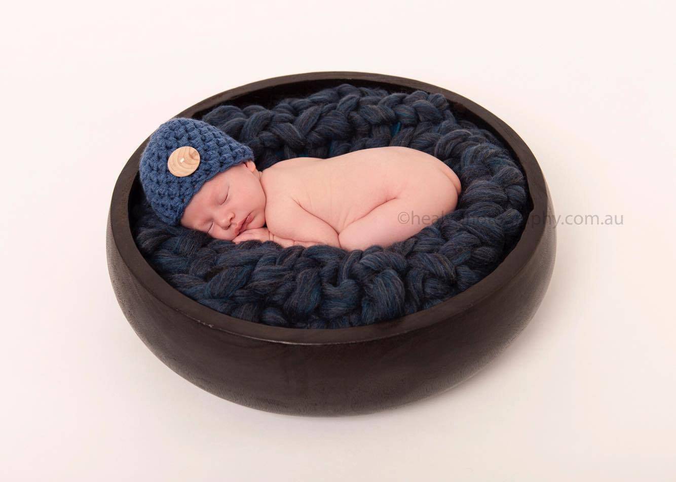 Denim Blue Newborn Button Hat