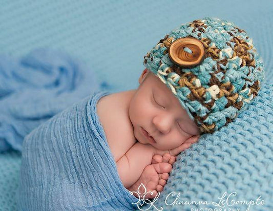Blue Camo Newborn Hat