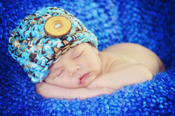 Blue Camo Newborn Hat
