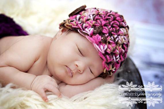 Pink Brown Camo Newborn Hat
