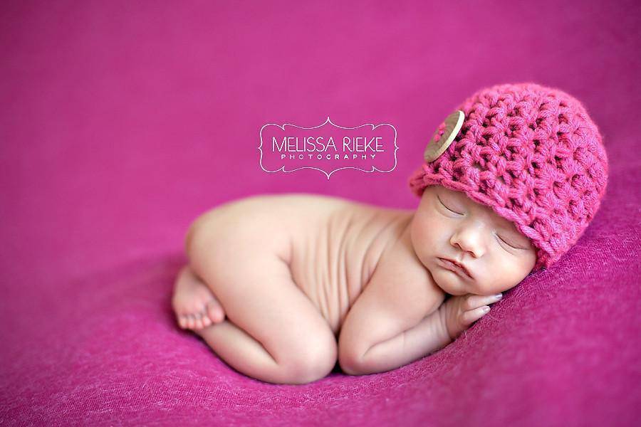 Hot Pink Button Baby Hat