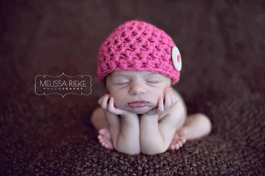 Hot Pink Button Baby Hat