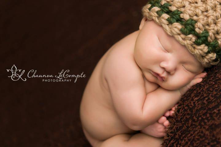 Tan and Green Striped Newborn Hat