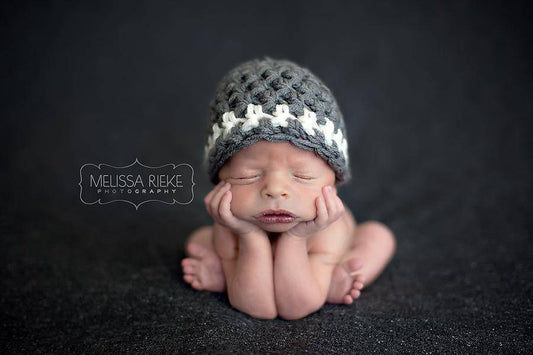 Gray Hat Cream Stripe Newborn Baby Photography