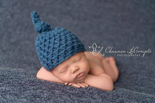 Denim Blue Newborn Knot Hat