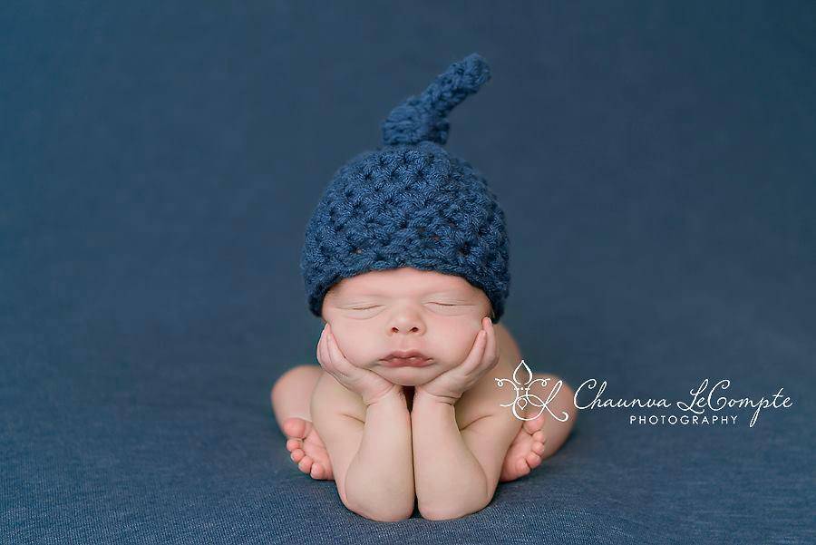 Denim Blue Newborn Knot Hat