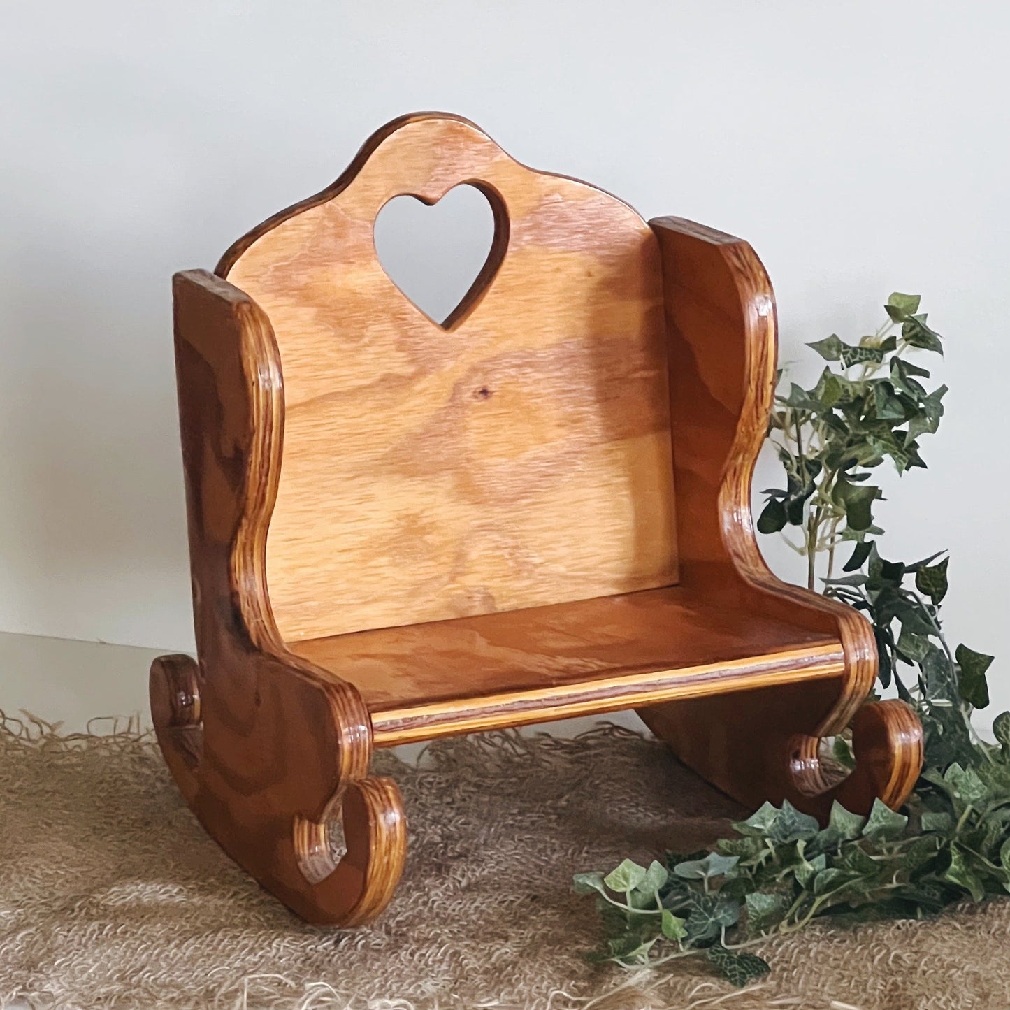 Wide Newborn Wooden Posing Rocking Chair with Heart