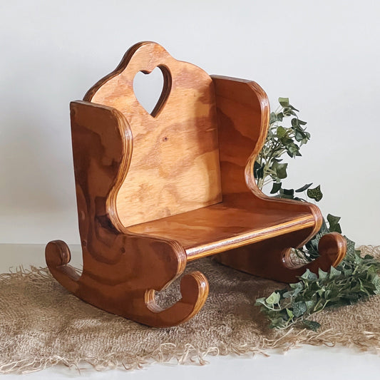 Wide Newborn Wooden Posing Rocking Chair with Heart